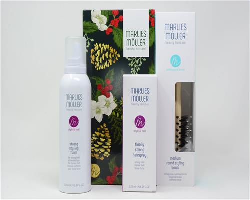 Marlies Möller Strong Styling Foam 200ml Hairspray 125ml Brush Set